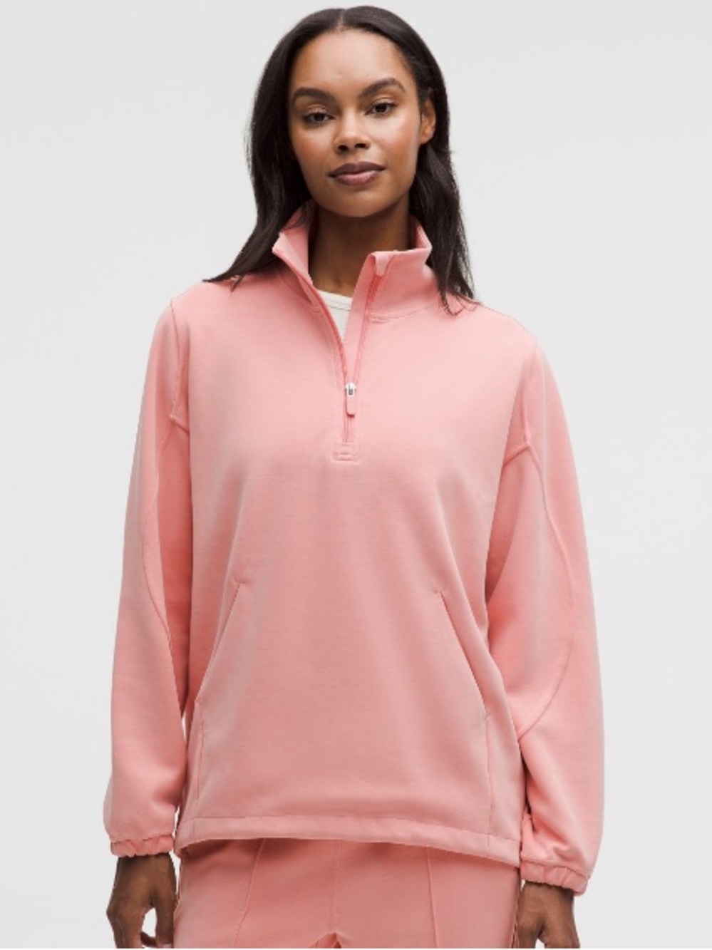 lululemon - softstreme half zip long (tea rose)